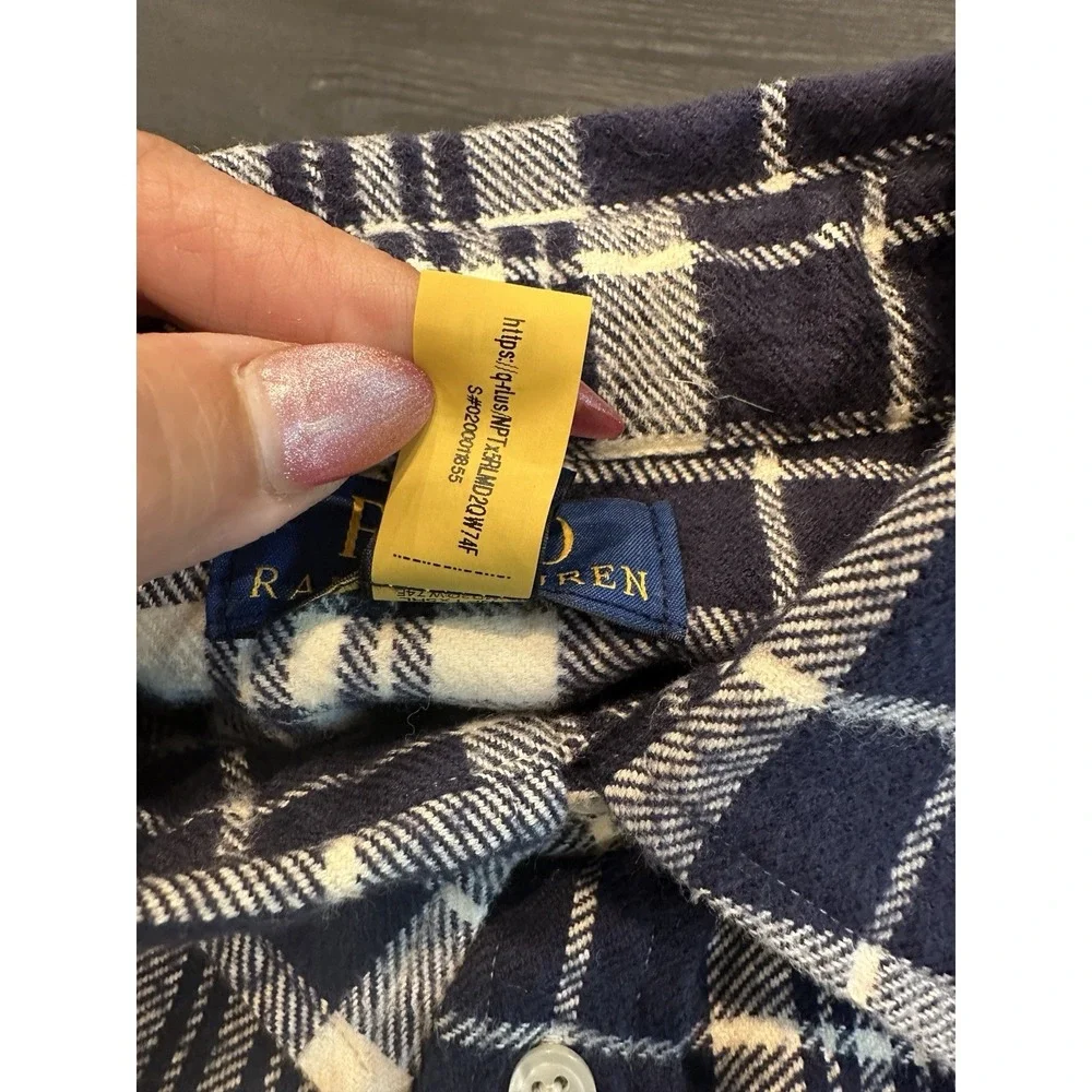 Polo Ralph Lauren Button Up‎ Shirt Boys Size 12 Long Sleeve Blue Plaid